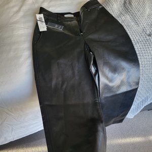 BABATON cropped faux leather mom high rise pants